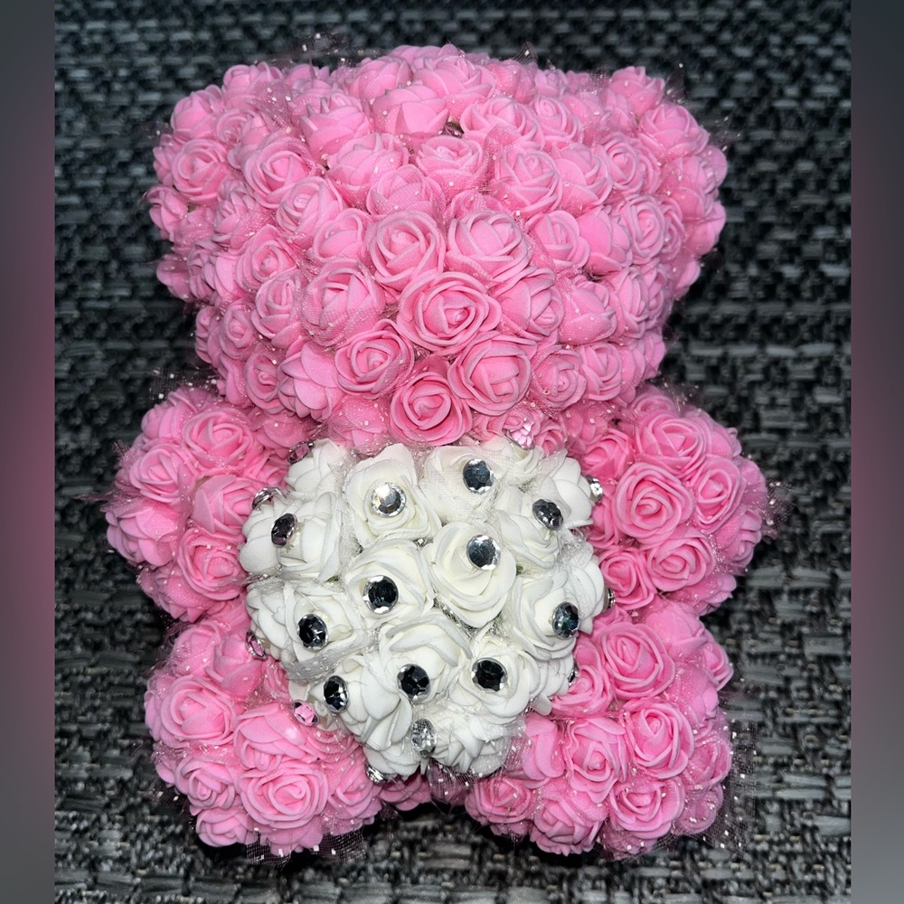 Pink and White Rose Teddy Bear